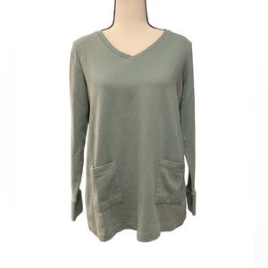 J.Jill | turquoise front pocket v neck sweater